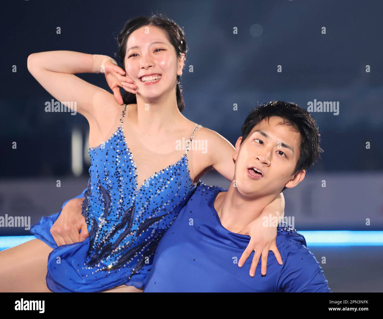 Riku Miura and Ryuichi Kihara of Japan perform during an exhibition of