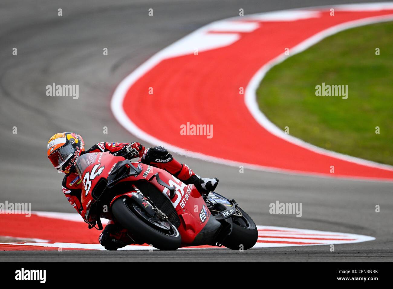 Austin, USA. 14. April 2023. AUSTIN, Texas/USA auf 14. APRIL 2023: MotoGP-Fahrer Jonas FOLGER aus dem Dorf Heldenstein in Bayern, Deutschland, fährt mit dem MotoGP-Klassenwerk GASGAS Factory Racing Tech3 Team KTM RC16 auf dem Cuicuit of the Americas in Austin, Texas, Als Ersatzpilot für Pol Espargaro aus Spanien, der seit der Eröffnungssaison bei einem Unfall in Portimao, Portugal, verletzt wurde. Foto und Copyright Diego SPERANI/DORNA/ATP images (SPERANI Diego/ATP/SPP) Guthaben: SPP Sport Press Photo. Alamy Live News Stockfoto