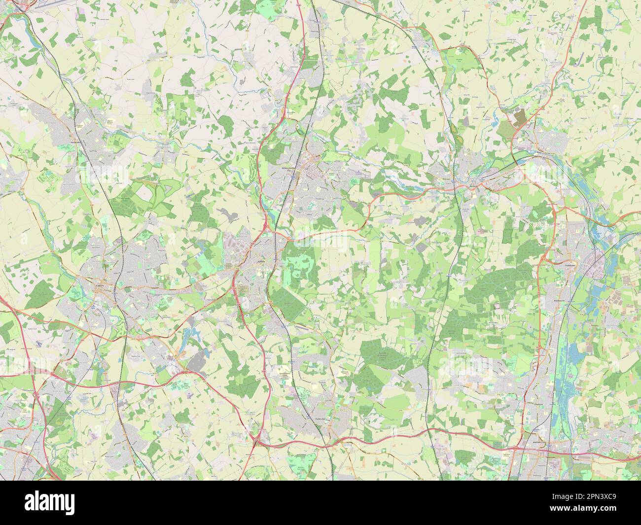 Welwyn Hatfield, nicht städtischer Bezirk von England - Großbritannien. Straßenkarte Öffnen Stockfoto