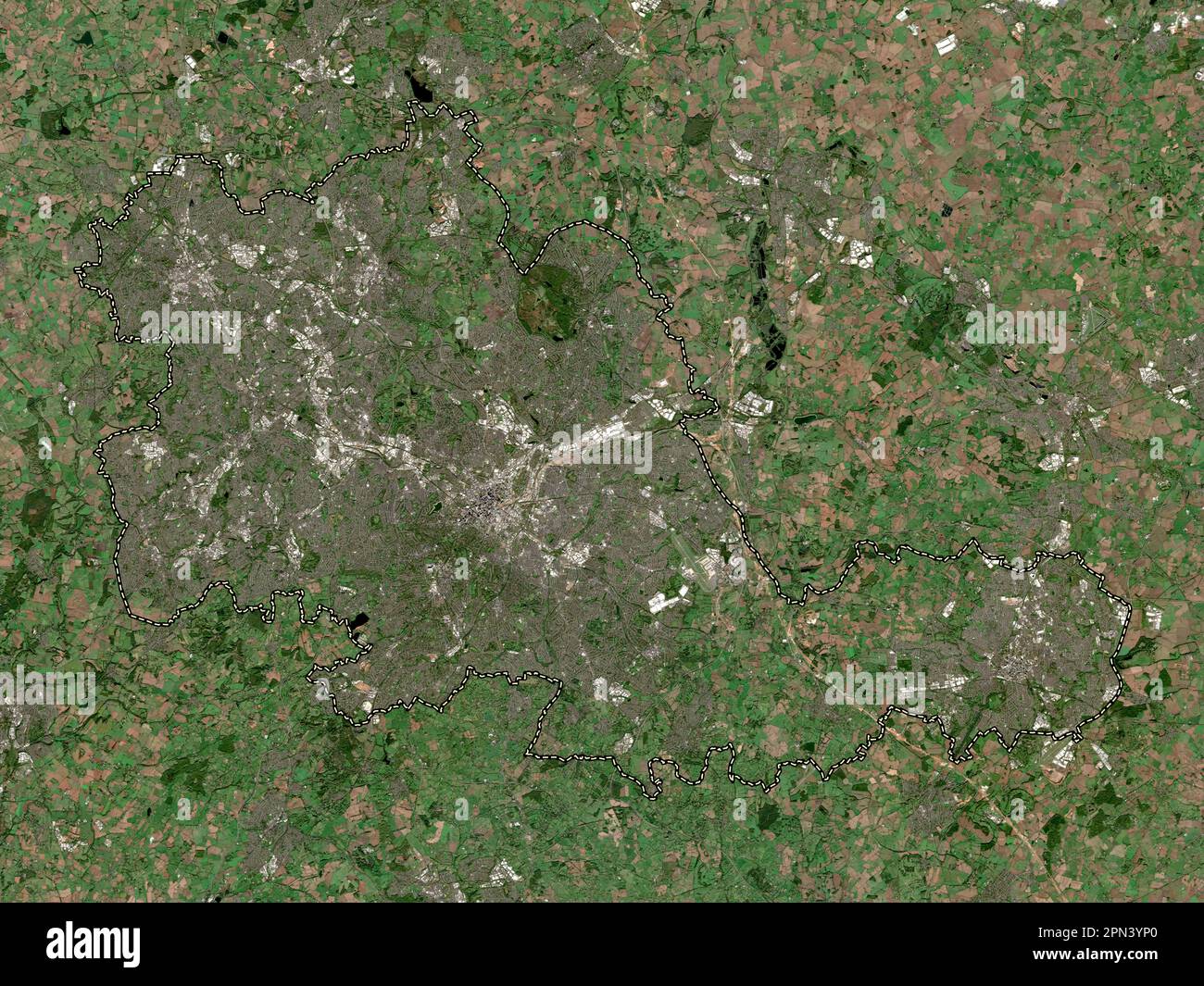 West Midlands Combined Authority, Region England - Großbritannien. Satellitenkarte mit niedriger Auflösung Stockfoto