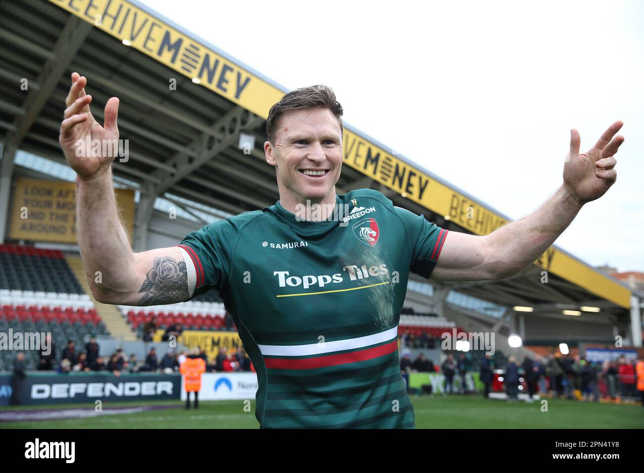 Chris Ashton von Leicester Tigers feiert nach dem Gallagher Premiership