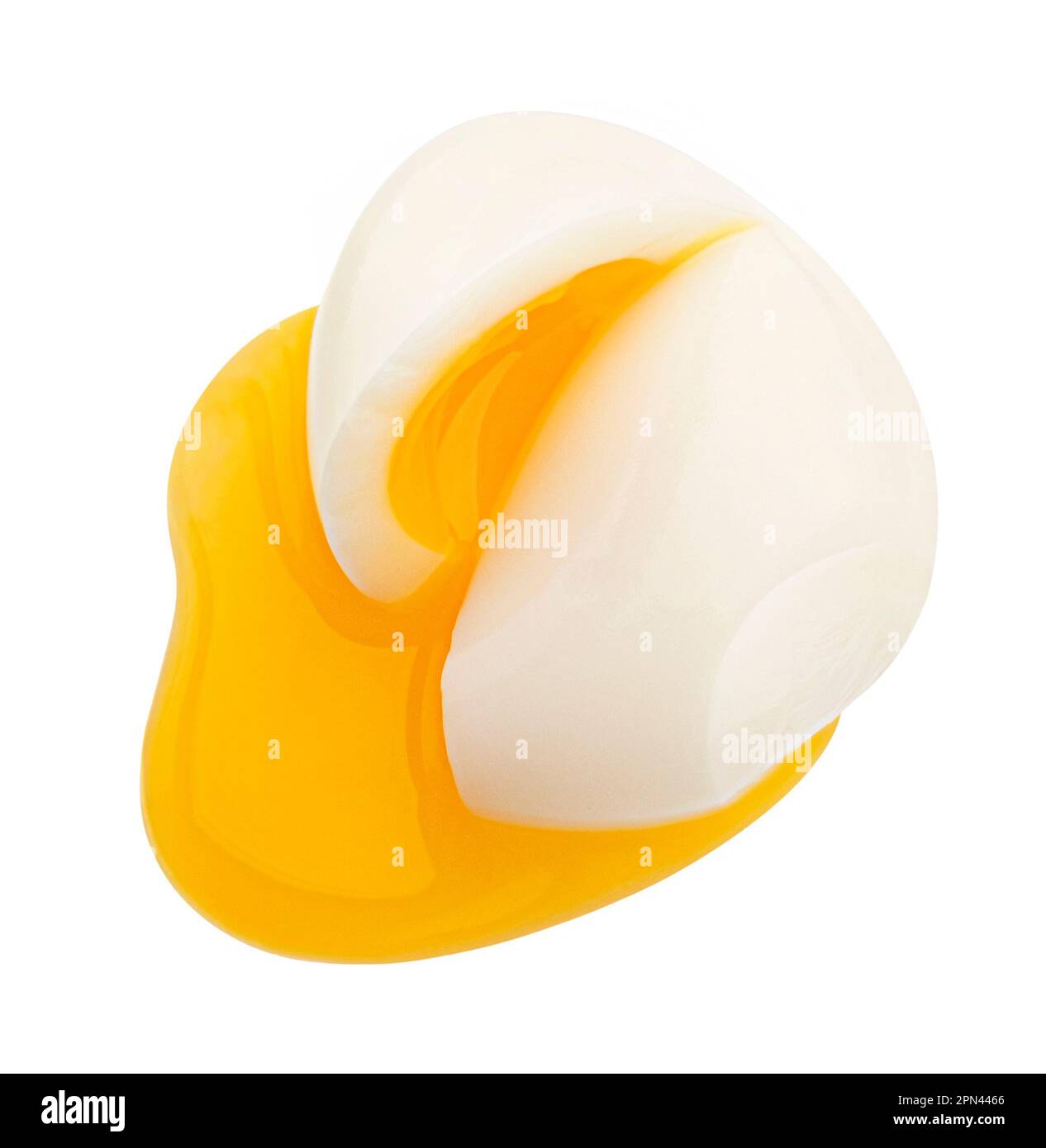 Pochiertes Ei, isoliert auf weißem Hintergrund, Draufsicht Stockfoto