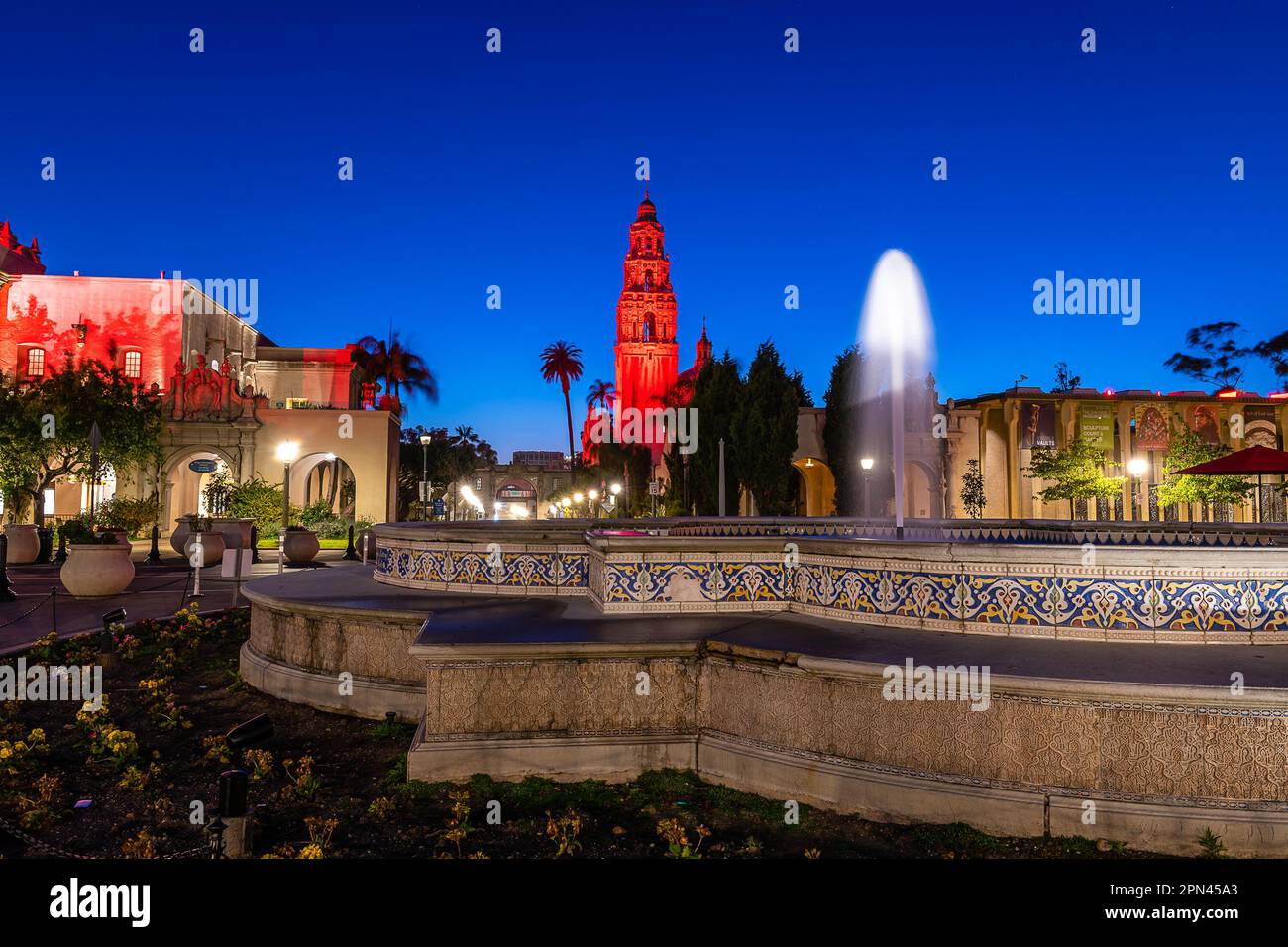 Balboa Park bei Nacht Stockfoto