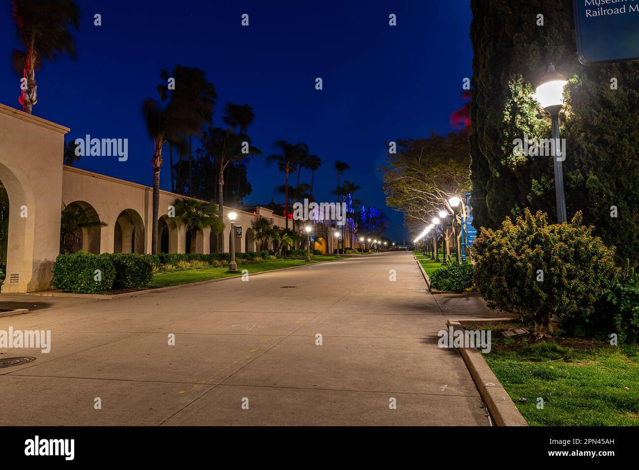 Balboa Park bei Nacht Stockfoto