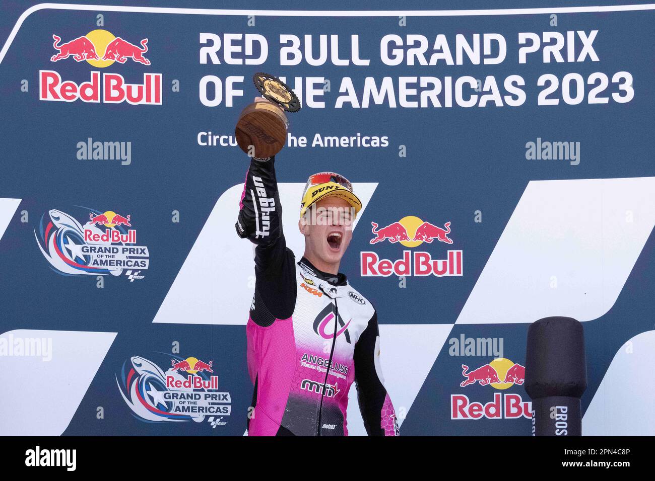 Amerika. 16. April 2023. Ivan Ortola (48) gewinnt Moto3 beim Red Bull Grand Prix of the Americas, Circuit of the Americas. Austin, Texas. Mario Cantu/CSM/Alamy Live News Stockfoto