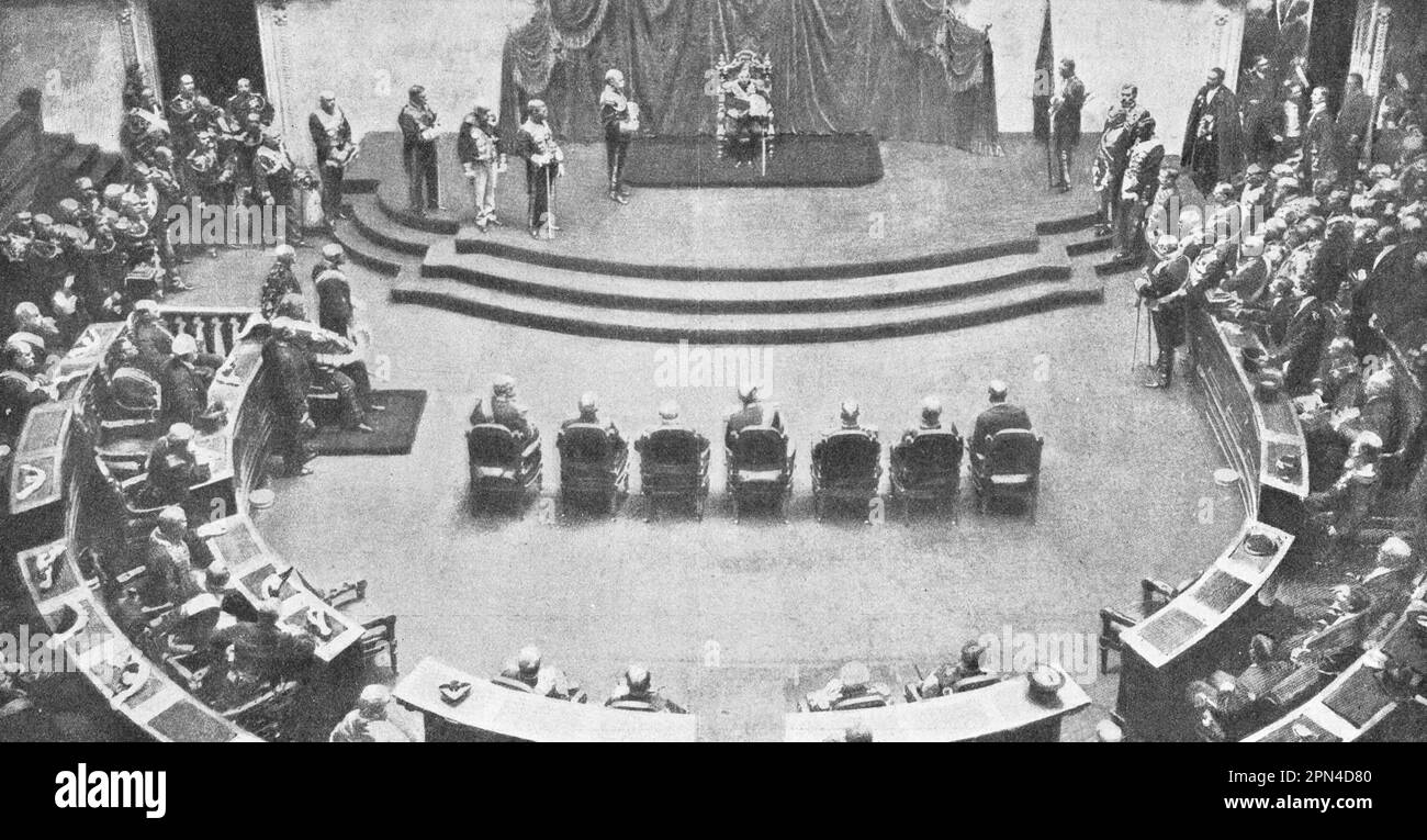 Beitritt Portugals zum Thron durch Manuel II. Im Jahre 1908 nach der Ermordung seines Vaters und Bruders. Stockfoto