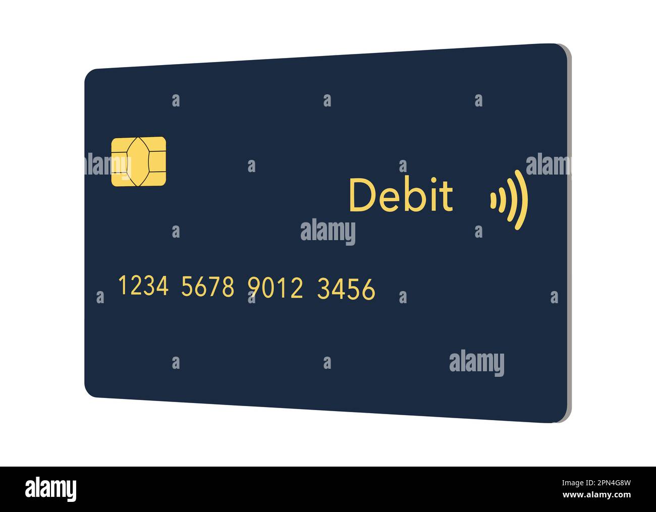 Hier sehen Sie eine generische, gefälschte, Kredit- oder Debitkarte, die realistisch gestaltet ist und eine Vektordarstellung darstellt. Stock Vektor