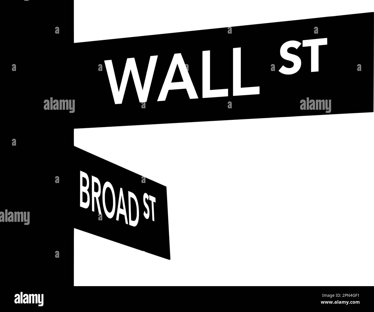 Die Ecke Wall Street und Broad Street sind mit einem Schild in einer Vektorabbildung gekennzeichnet. Stock Vektor