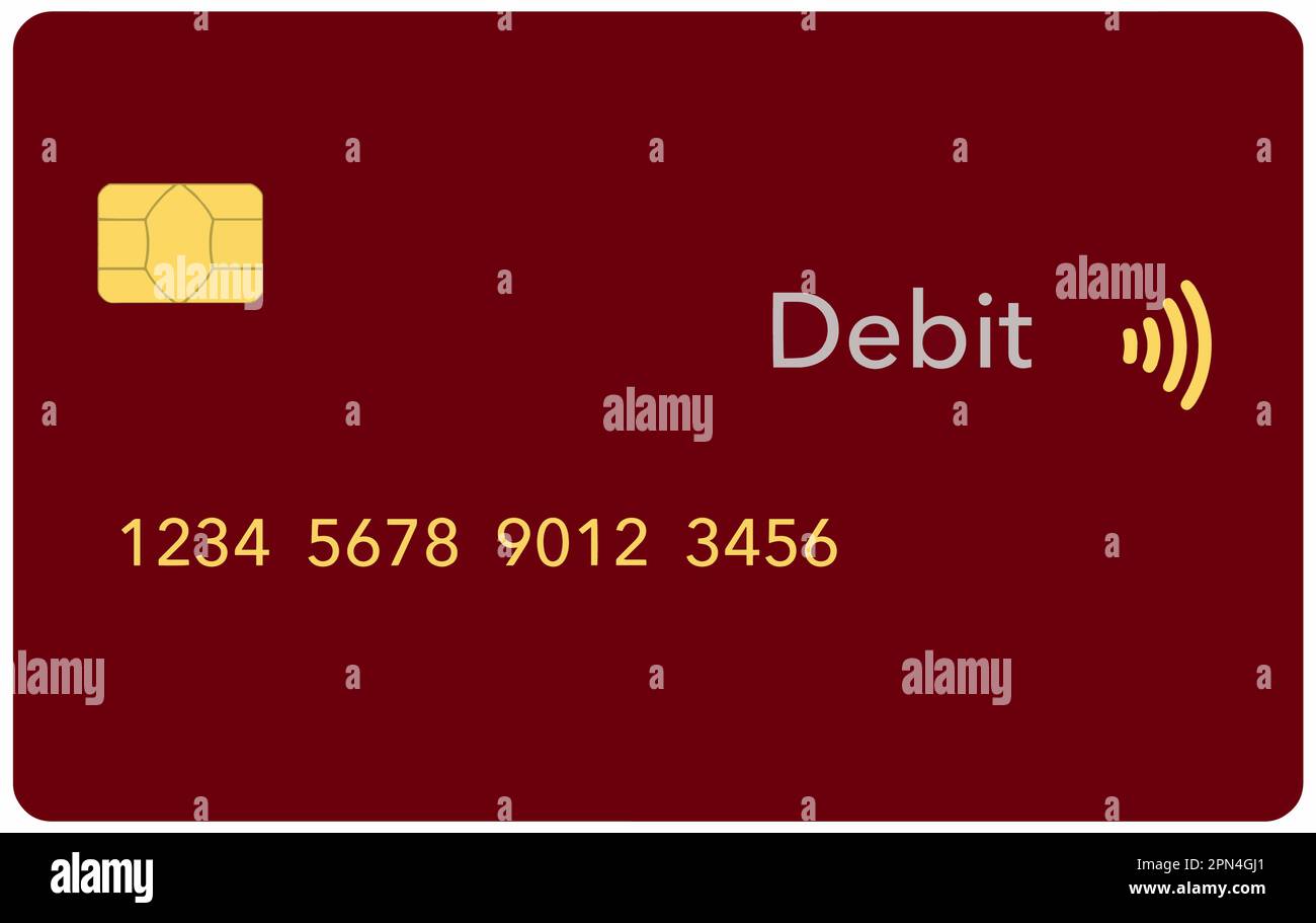 Hier sehen Sie eine generische, gefälschte, Kredit- oder Debitkarte, die realistisch gestaltet ist und eine Vektordarstellung darstellt. Stock Vektor