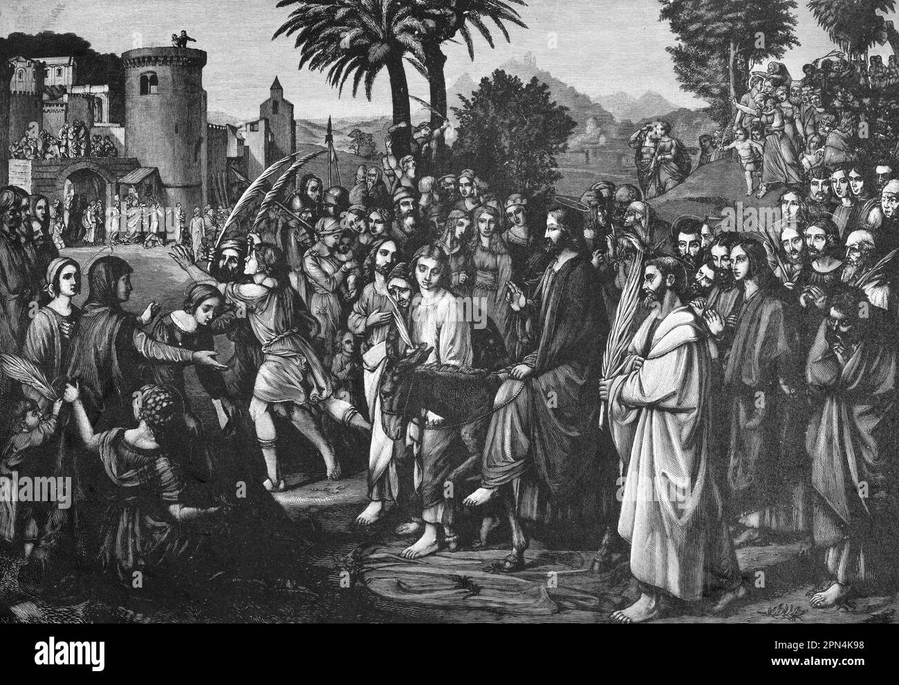 Christi's Entry to Jerusalem, bible, New Testament, Matthew Chapter 21, Verses 1-11, Historische Abbildung 1890 Stockfoto