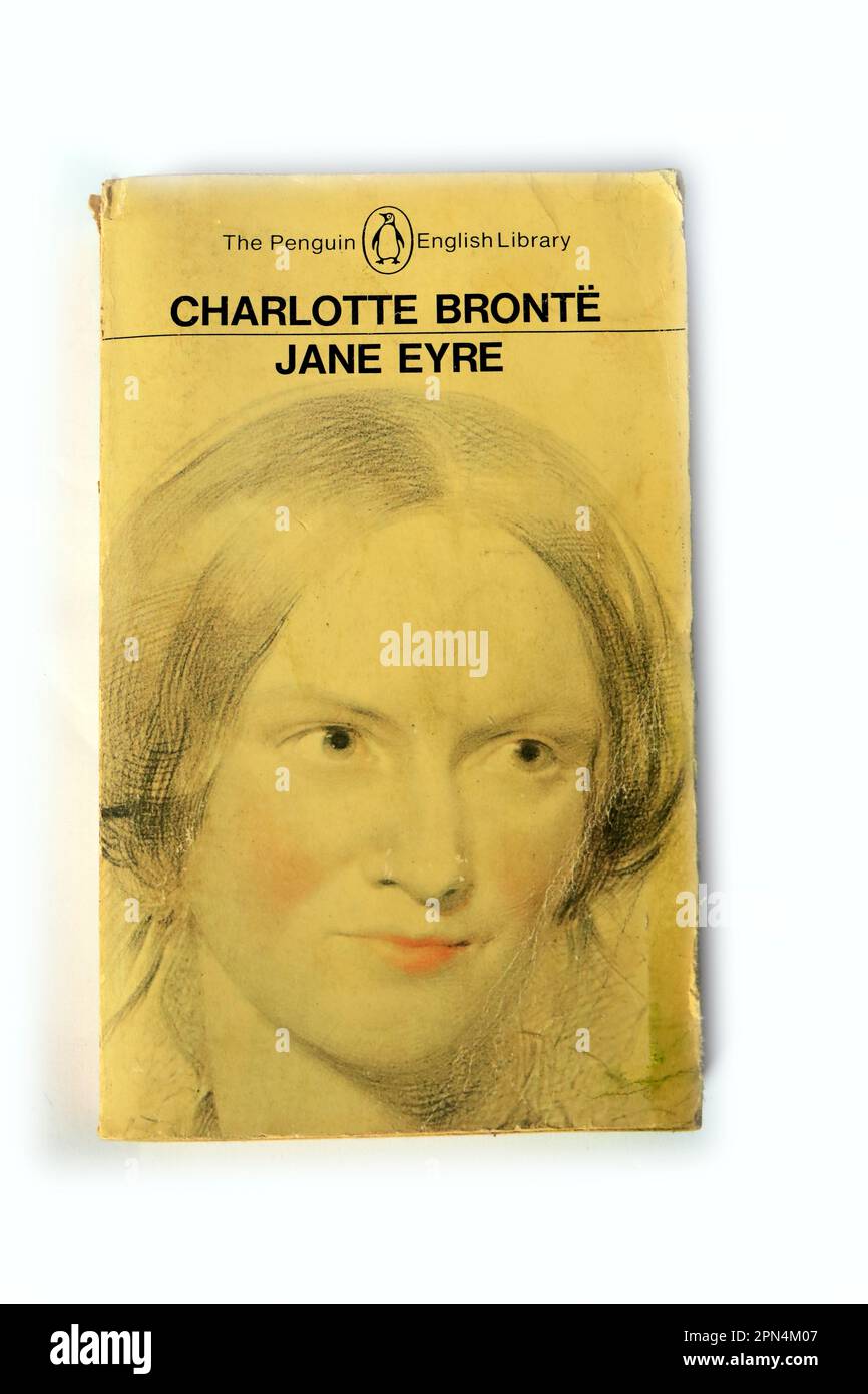 Charlotte Bronte - Jayne Eyre. Die Penguin English Library, ein Taschenbuchstudio auf weißem Hintergrund. Gebrauchte Kopie Stockfoto