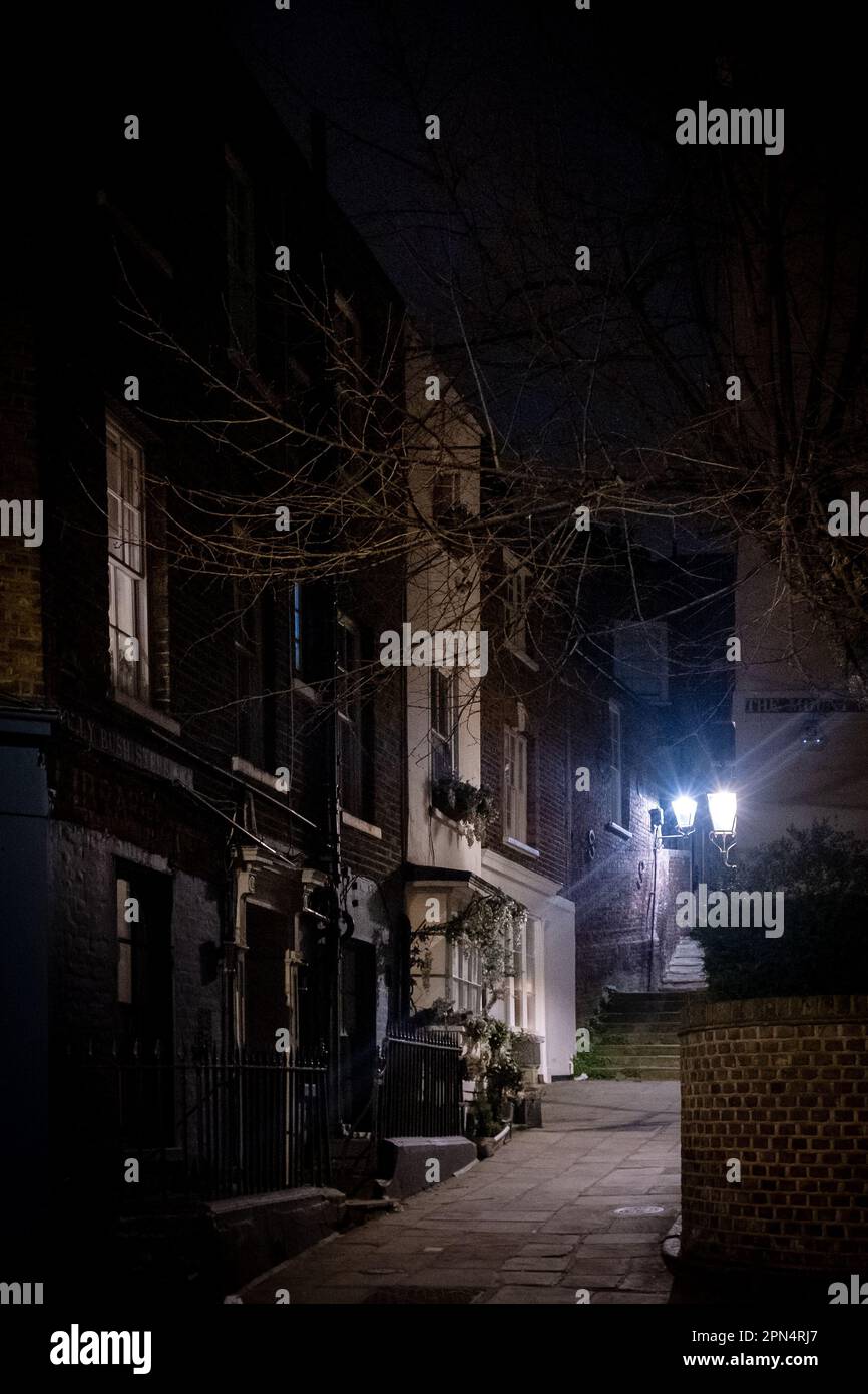 Holly Bush Steps, Hampstead, bei Nacht, London, Großbritannien Stockfoto
