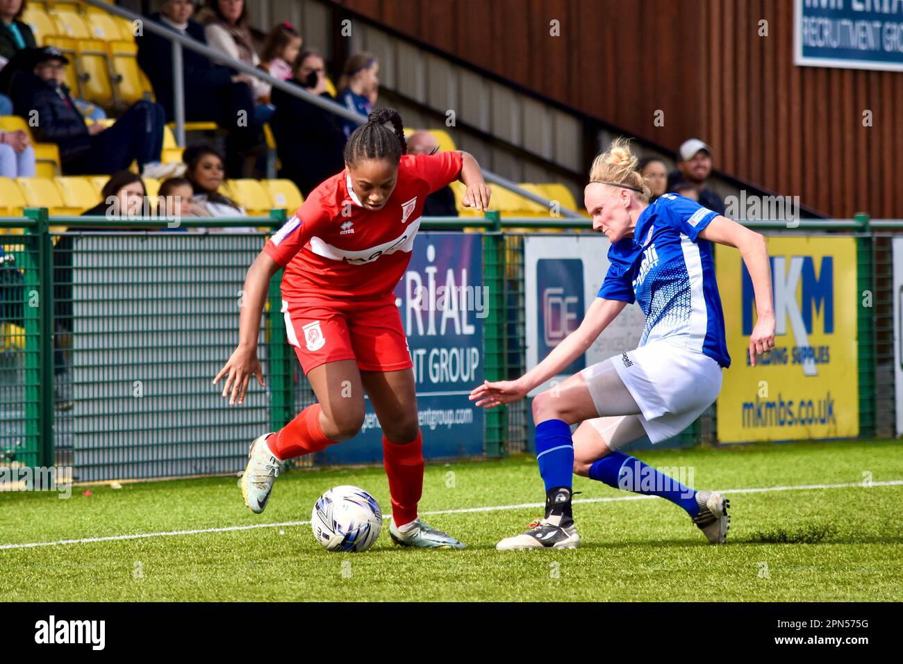 Teesside, Großbritannien. 16. April 2023. Armani Maxwell von Middlesbrough spielte den FC Middlesbrough Women in der FA Women's National League Division One North. Die Besucher gewannen 0-2 im Map Group UK Stadium in Stockton-on-Tees trotz einer guten Leistung aus der Heimat. Kredit: Teesside Snapper/Alamy Live News Stockfoto