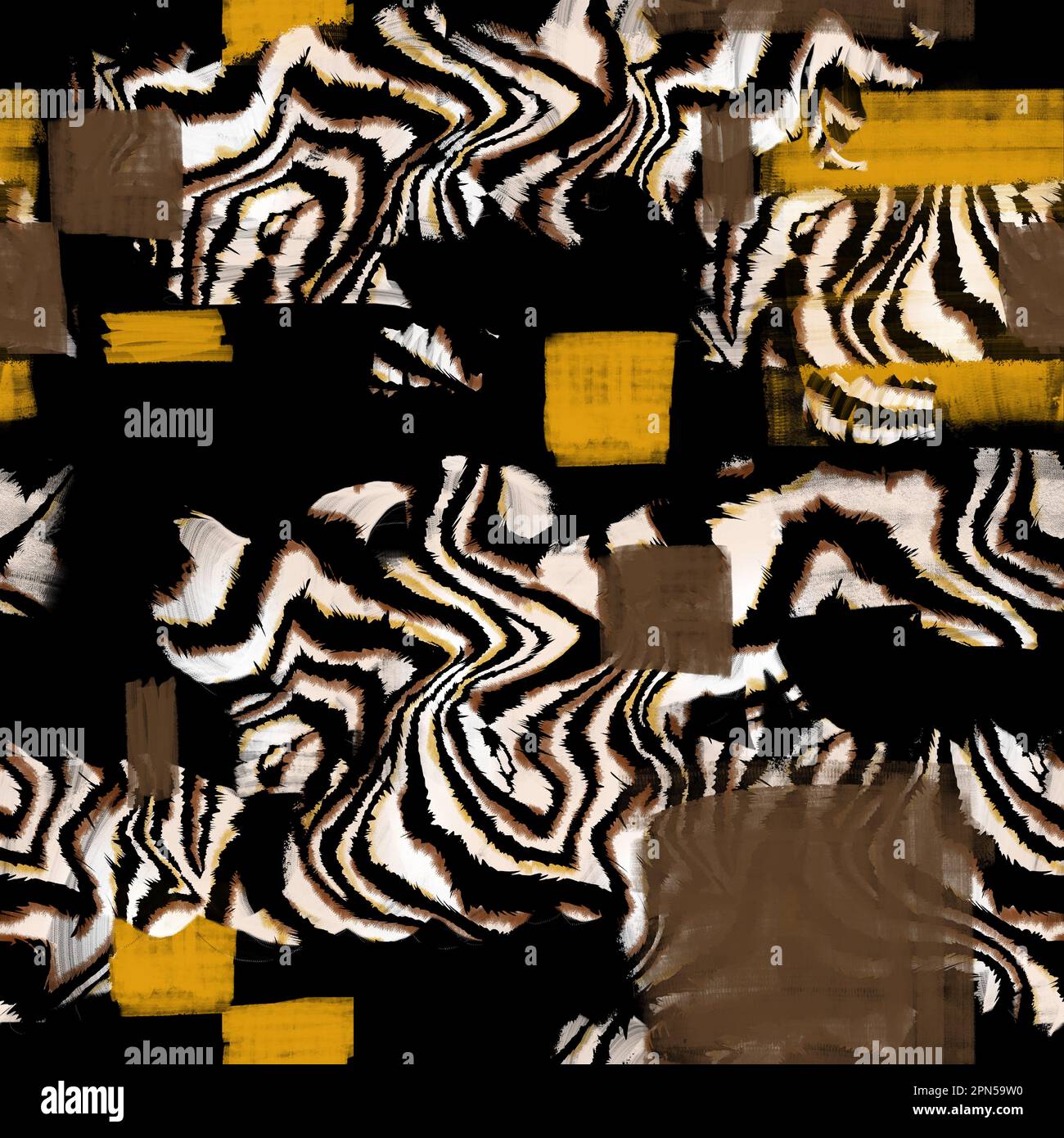 Nahtlose Aquarell-Zebra, Tigerstruktur. Stockfoto