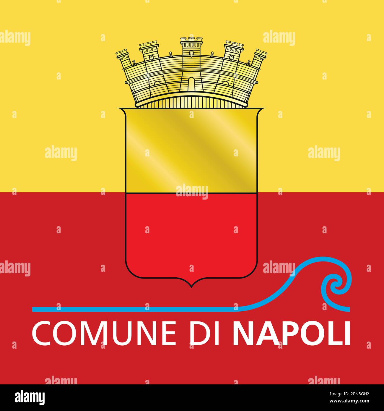 Neapel, italienische Stadt, offizielles Wappen auf den Farben der Stadtflagge, Kampanien, Italien, Vektordarstellung Stock Vektor