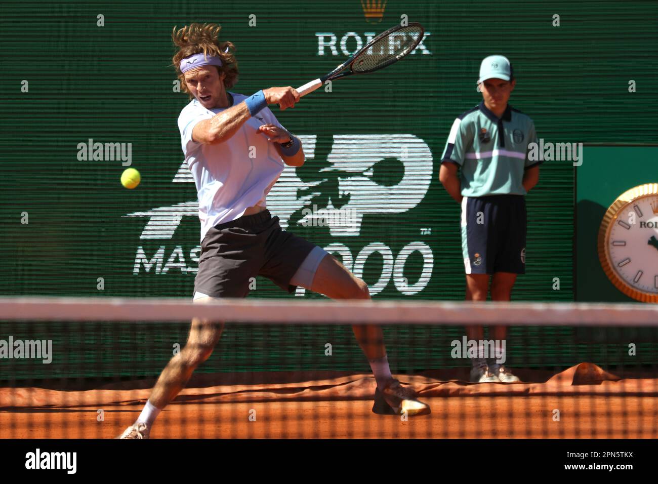 Monaco, Monaco. 17. April 2023. MONACO, Monte Carlo, 16. April 2023; Holger Rune gegen Andrey Rublev, Final Open Rolex Master 1000 Monte Carlo Tennis Turnier im Monte Carlo Tennis Club am 16. April 2023 wurde Andrey RUBLEV in diesem Finale zum Sieger – Bild und Copyright Thierry CARPICO/ATP Images (CARPICO Thierry/ATP/SPP) Credit: SPP Sport Press Photo. Alamy Live News Stockfoto