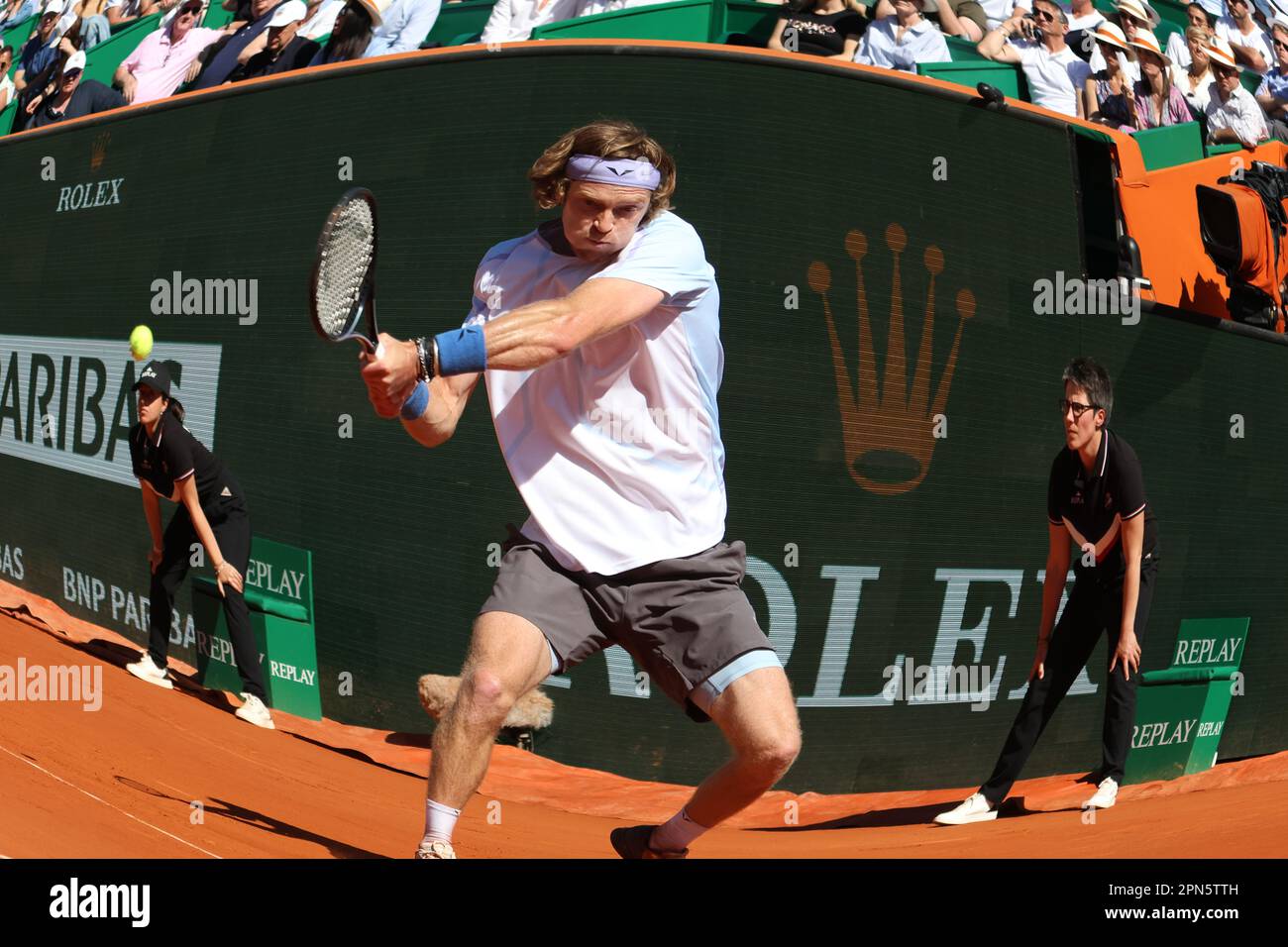 Monaco, Monaco. 17. April 2023. MONACO, Monte Carlo, 16. April 2023; Holger Rune gegen Andrey Rublev, Final Open Rolex Master 1000 Monte Carlo Tennis Turnier im Monte Carlo Tennis Club am 16. April 2023 wurde Andrey RUBLEV in diesem Finale zum Sieger – Bild und Copyright Thierry CARPICO/ATP Images (CARPICO Thierry/ATP/SPP) Credit: SPP Sport Press Photo. Alamy Live News Stockfoto