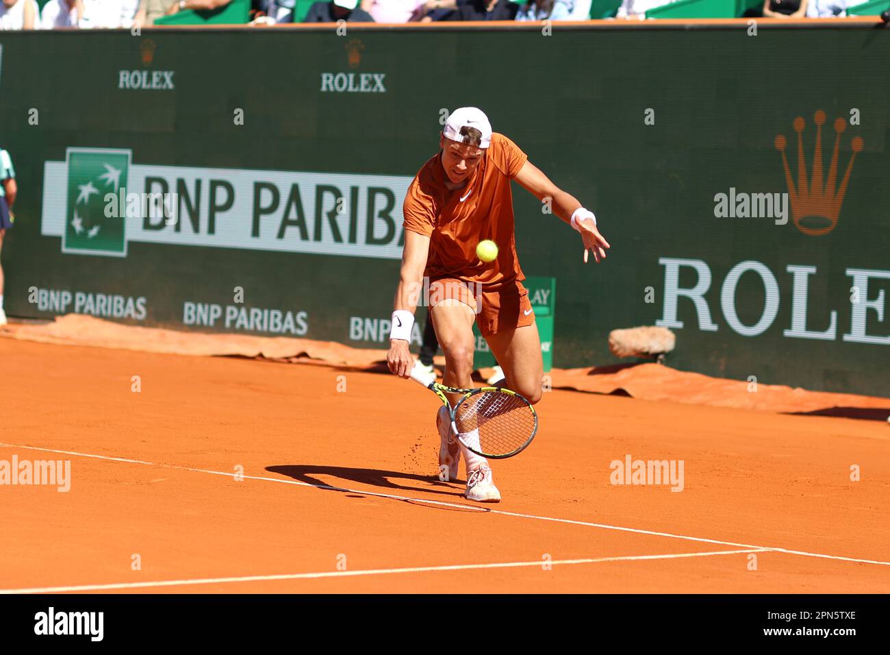 Monaco, Monaco. 17. April 2023. MONACO, Monte Carlo, 16. April 2023; Holger Rune gegen Andrey Rublev, Final Open Rolex Master 1000 Monte Carlo Tennis Turnier im Monte Carlo Tennis Club am 16. April 2023 wurde Holger RUNNE von Dänemark zweiter in diesem Finale - Bild und Copyright Thierry CARPICO/ATP Images (CARPICO Thierry/ATP/SPP). Kredit: SPP Sport Press Photo. Alamy Live News Stockfoto