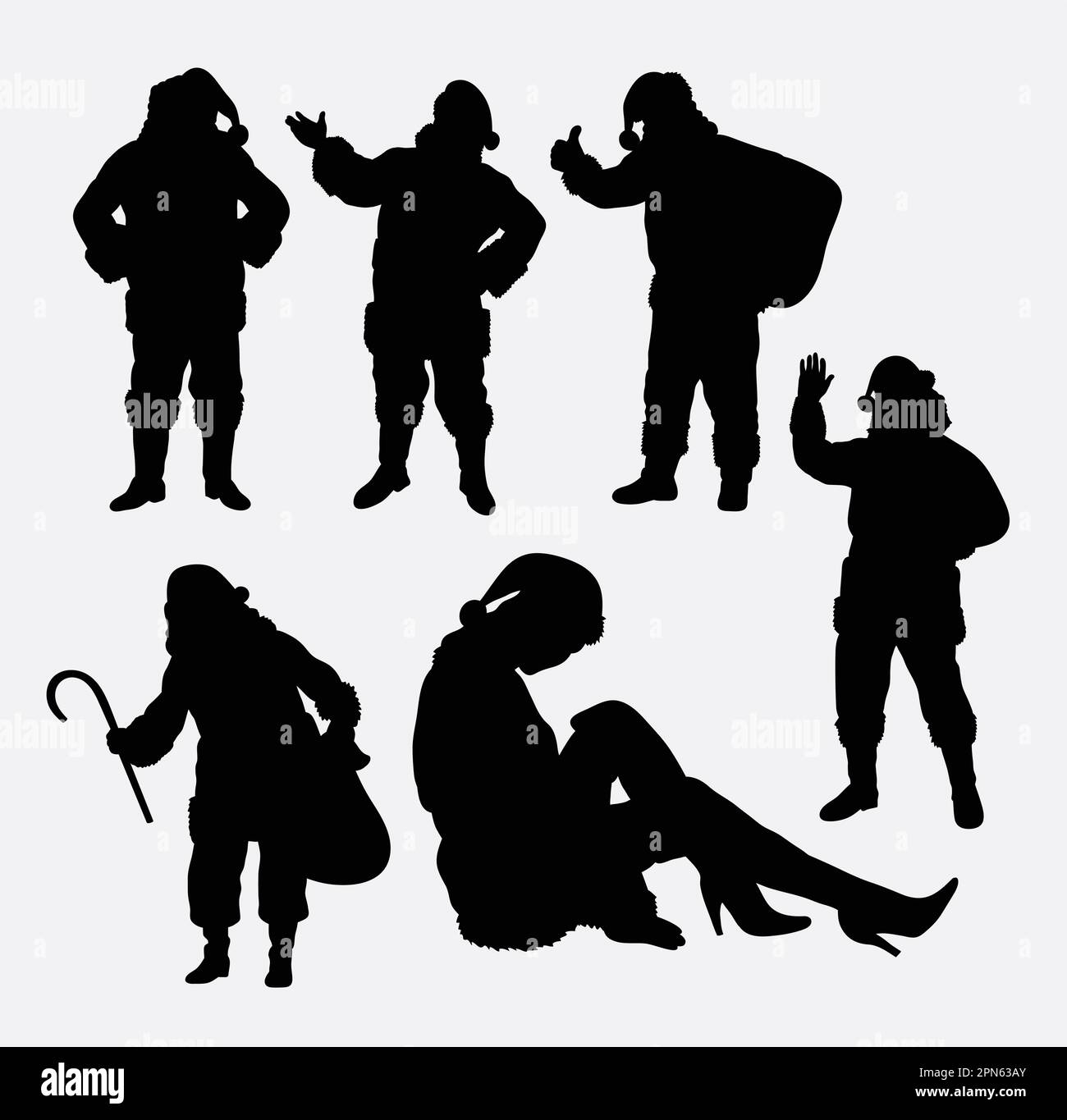 weihnachtsmann Weihnachtssilhouetten. Geeignet für Symbol, Logo, Websymbol, Maskottchen oder jedes beliebige Design. Einfach zu verwenden Stock Vektor