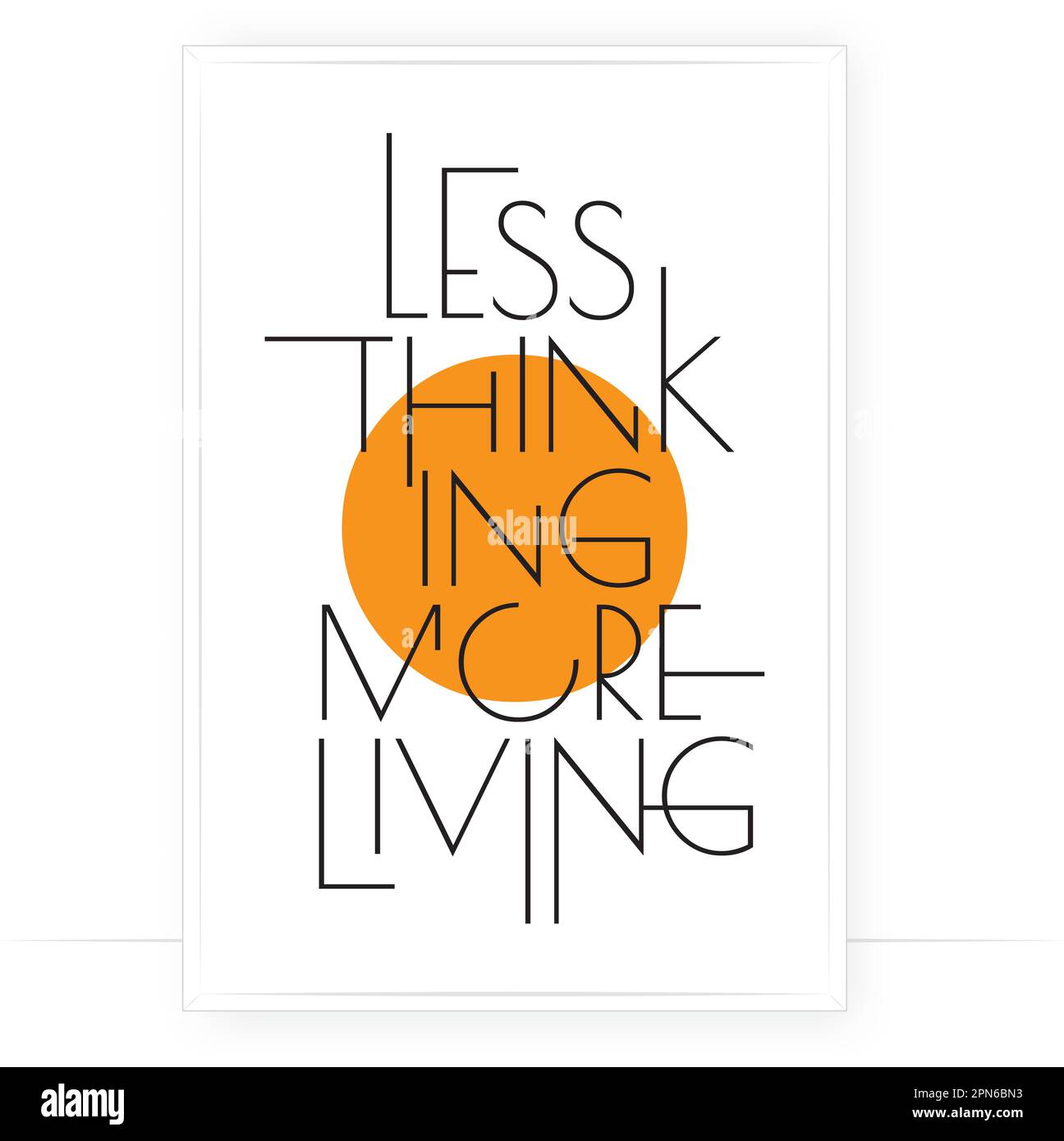 Weniger denken, mehr leben, Vektor. Formulierungsdesign, Schriftzug. Skandinavisches minimalistisches Posterdesign. Zitate zu motivierendem, inspirierendem Leben Stock Vektor