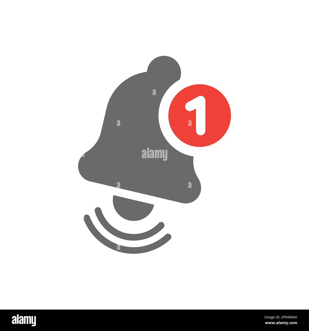 Klingel mit rotem Benachrichtigungsvektorsymbol. Einfaches Füllglyphe-Symbol. Stock Vektor