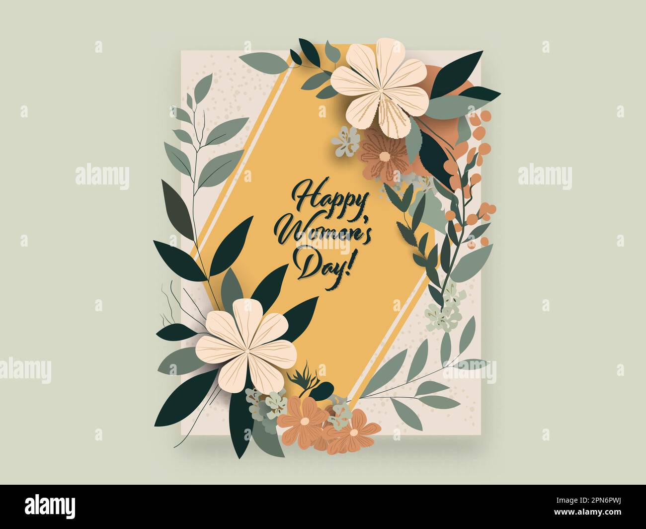 „Happy Women's Day“-Grußkarte mit Blumenmotiv. Stock Vektor