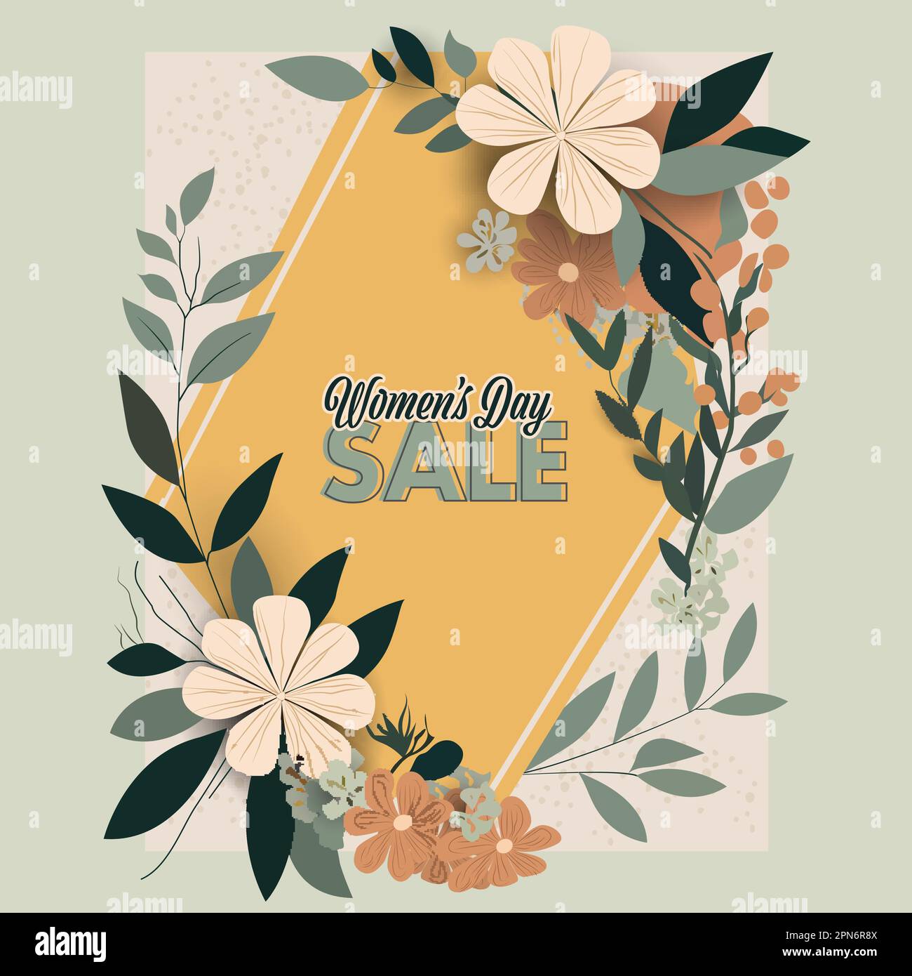 Poster- oder Vorlagendesign für Sonderangebote für Frauen mit Blumenmotiv. Stock Vektor