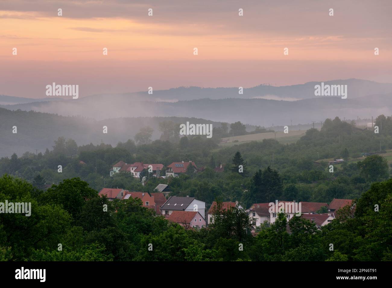 Das Dorf Komna in Mähren, Tschechische Republik. Stockfoto