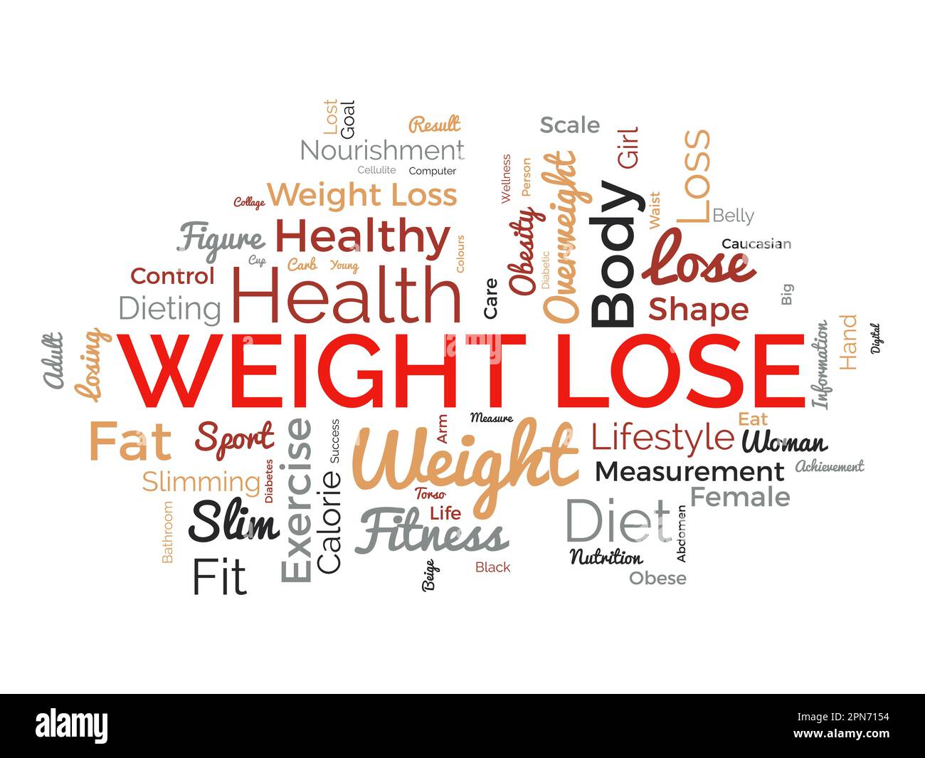 Wortwolken-Hintergrundkonzept für Gewichtsverlust. Diät mit gesunden Lebensmitteln für Übergewicht zu verlieren oder ein gesundes Leben. vektordarstellung. Stock Vektor