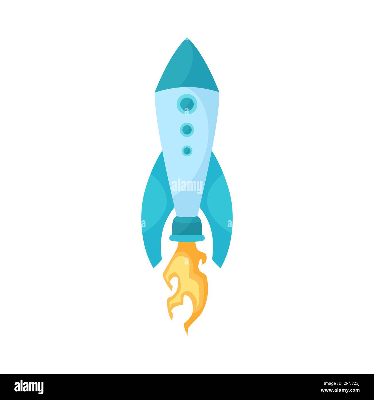 Blaues Raumschiff mit Flammenmotiv Stock Vektor