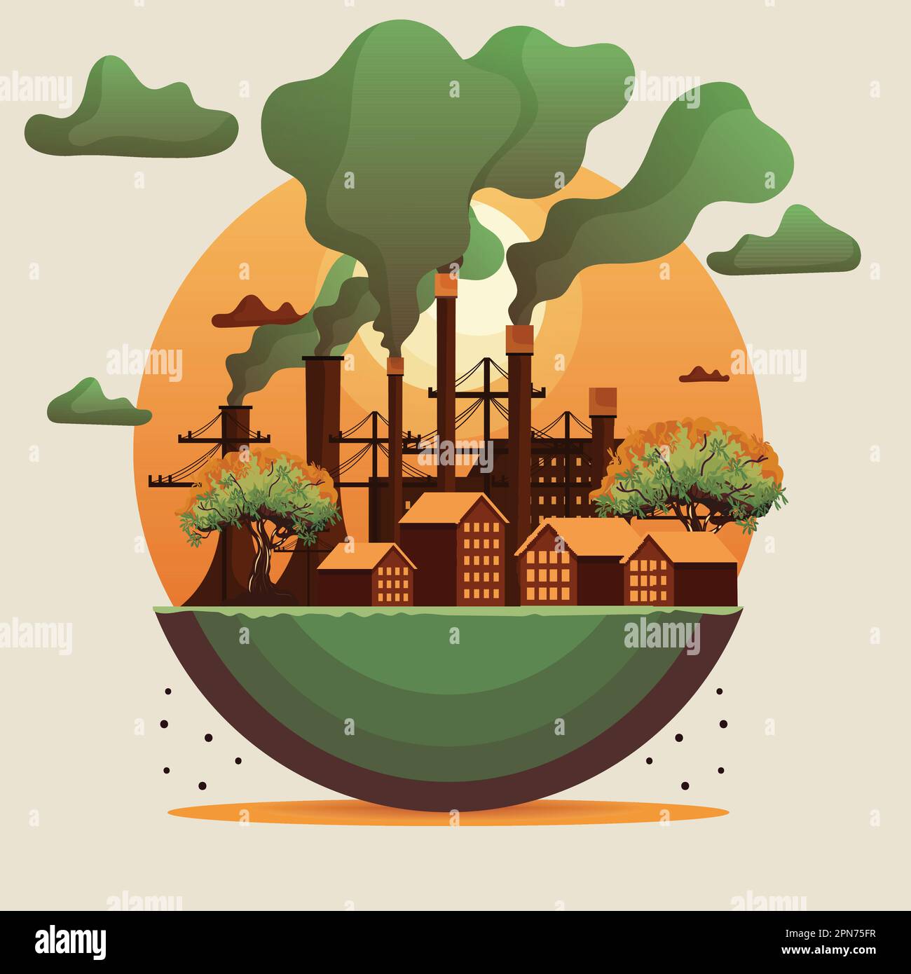 Ökosystem Und Umweltverschmutzung Umwelthintergrund. Stock Vektor