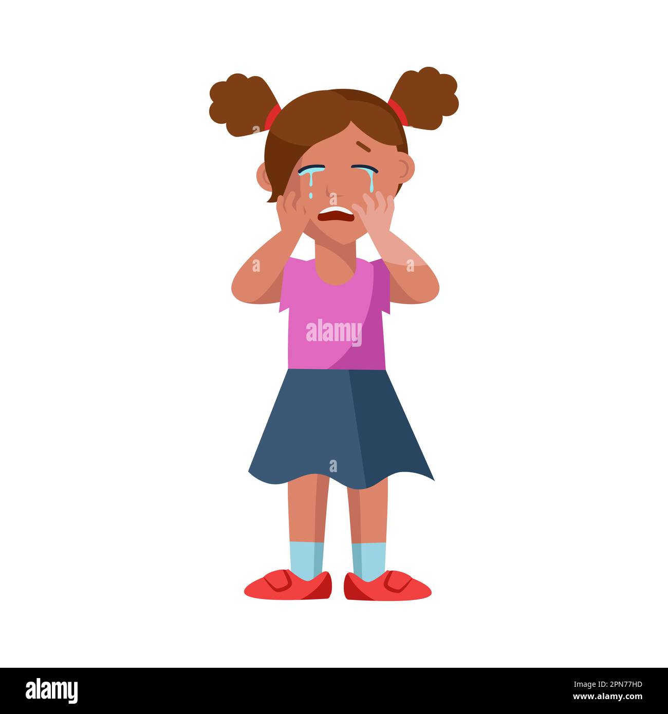 Süßes kleines Mädchen weinende Cartoon-Vektorzeichnung Stock Vektor