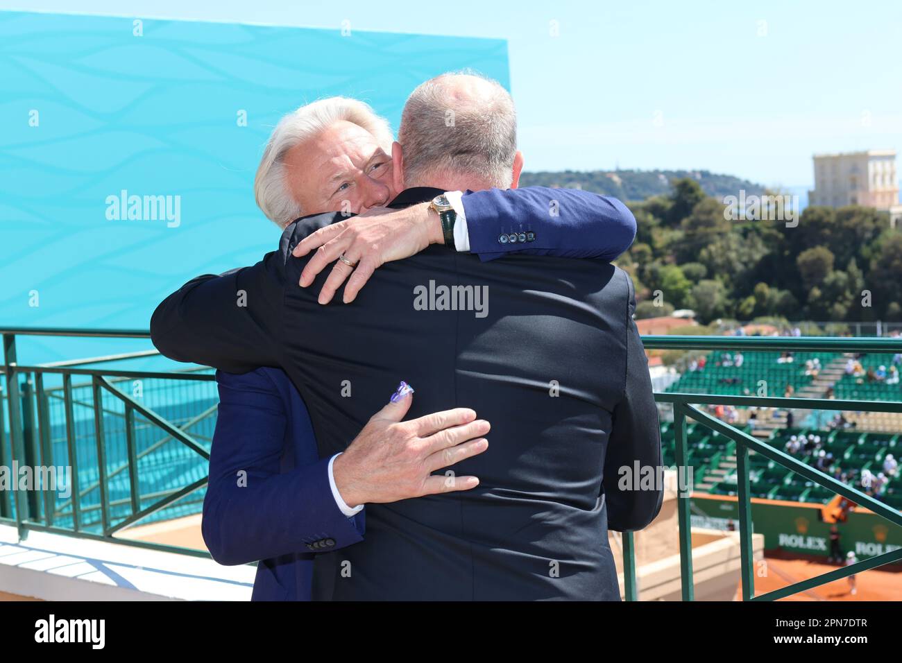 Monaco, Monaco. 16. April 2023. MONACO, Monte Carlo, 16. April 2023; Bjoern BORG, hughs, SAS Prince Albert II de Monaco, nimmt am Monte Carlo Open Master 1000 Final Teil, Tennisturnier am 16. April 2023, Bild und Copyright Thierry CARPICO/ATP images (CARPICO Thierry/ATP/SPP). Kredit: SPP Sport Press Photo. Alamy Live News Stockfoto