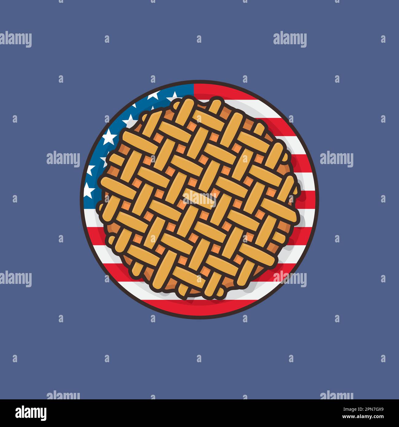 Torte auf dem Teller mit Vektordarstellung der US-Flagge für den National Pie Day am 23. januar Stock Vektor