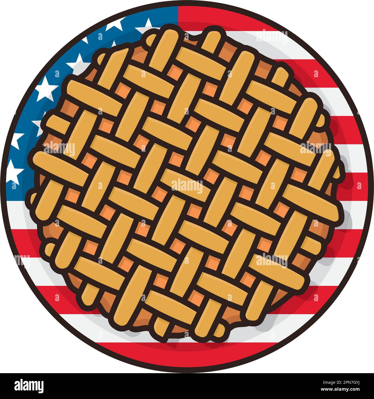 Torte auf Platte mit isoaltierter Vektordarstellung der US-Flagge für den National Pie Day am 23. januar Stock Vektor