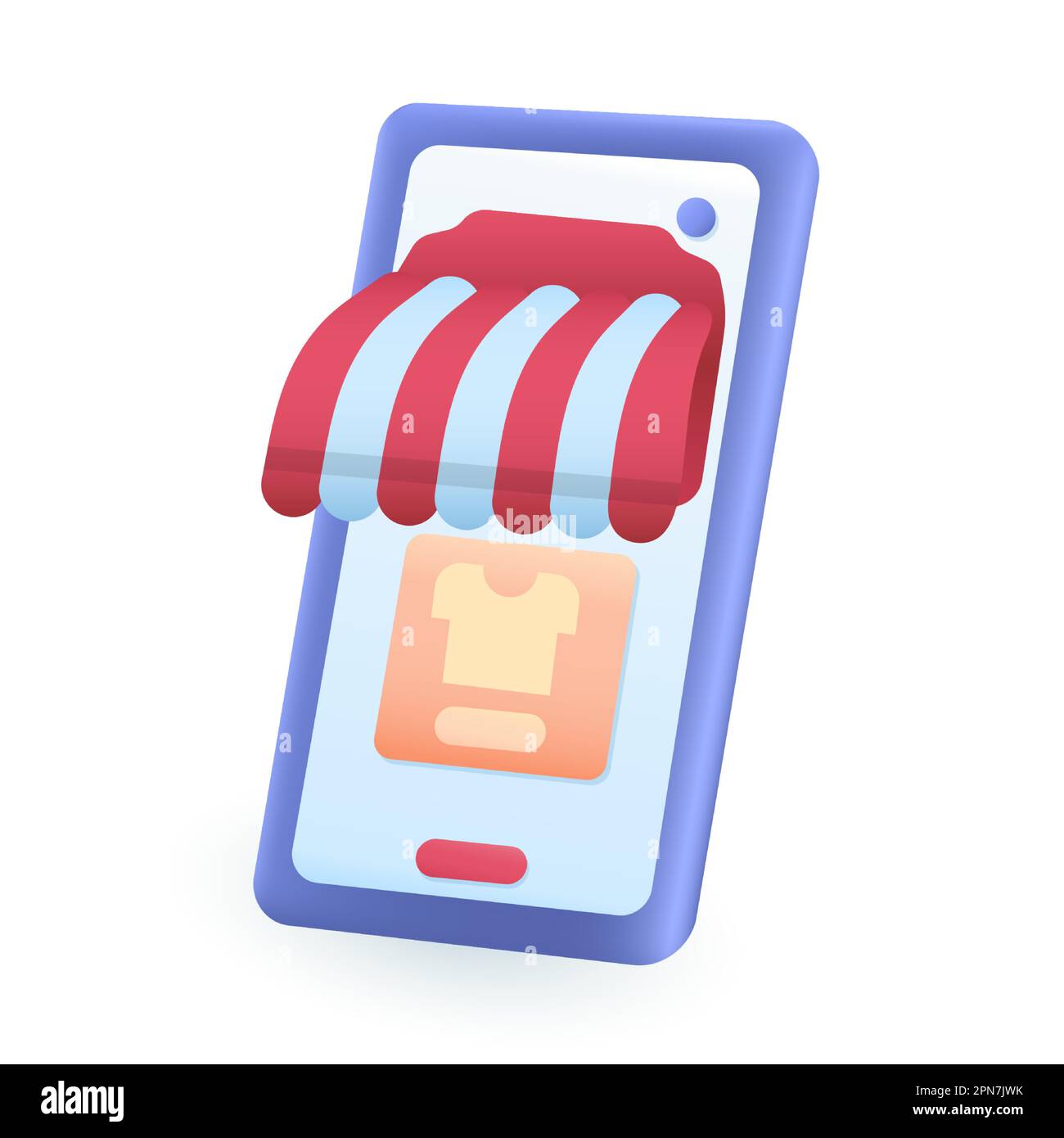 Smartphone mit Markise und Kleidungssymbol auf dem Bildschirm 3D Symbol Stock Vektor