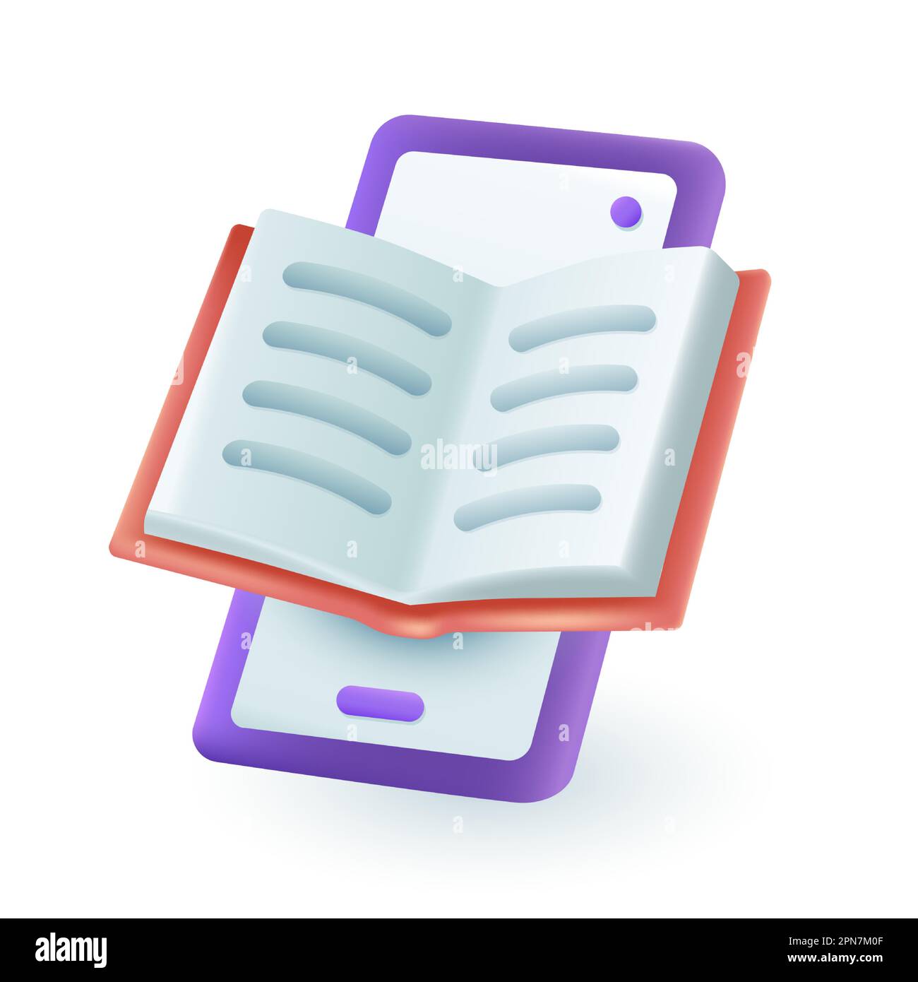 Öffnen Sie das Papierbuch auf dem Bildschirm des Mobiltelefons 3D-Symbols Stock Vektor