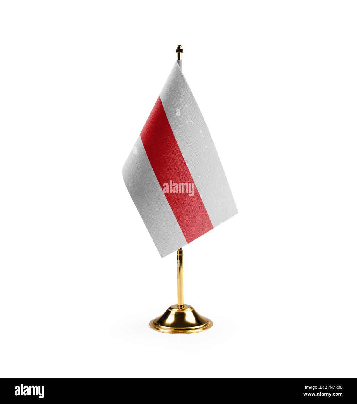 Kleine Staatsflagge von Belarus auf weißem Hintergrund. Stockfoto