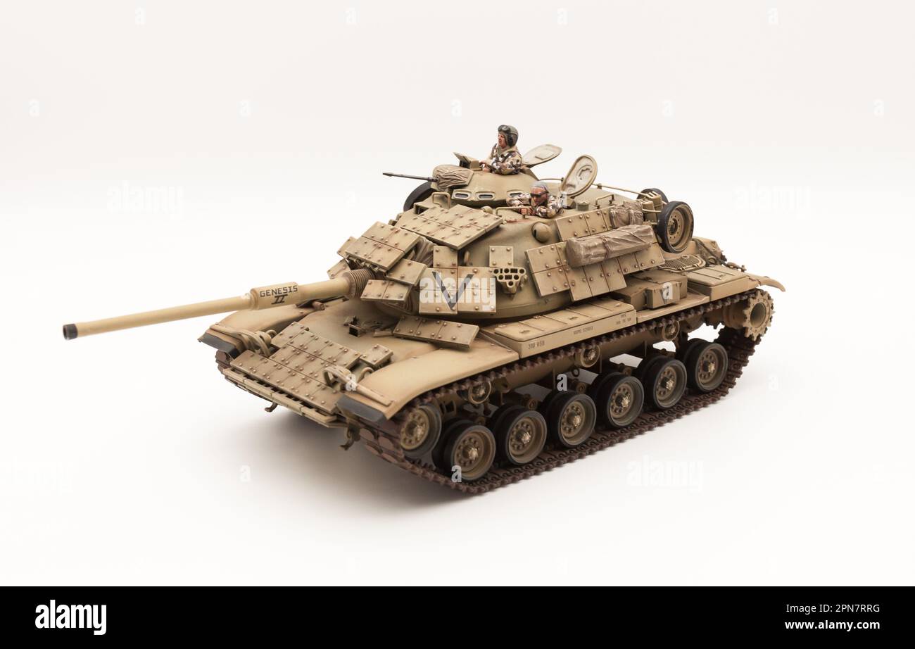 Operation Desert Storm USMC M60A1 Hauptschlachttank Patton mit reaktiver Rüstung, 1 35 Tamiyta Scale Modell Stockfoto