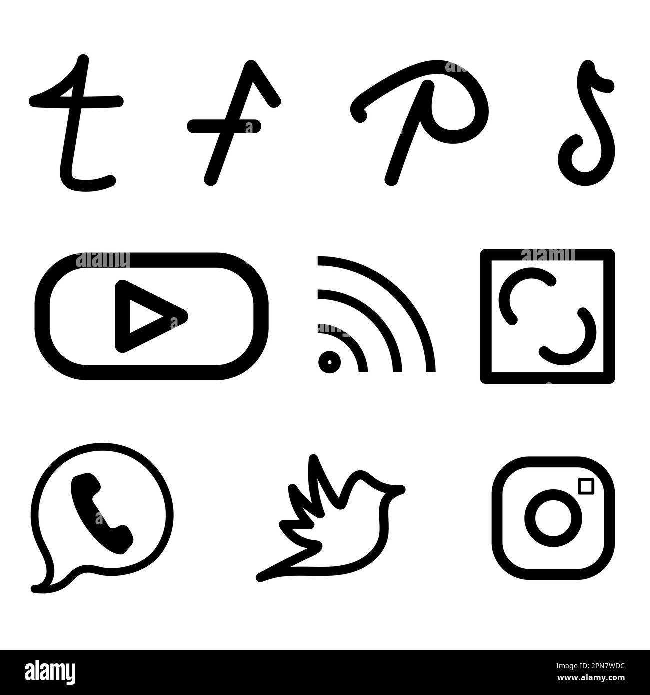 Symbole für soziale Medien festgelegt. Gliederung Logos. Website-Schaltfläche. Vektordarstellung isoliert auf weißem Hintergrund. Stock Vektor
