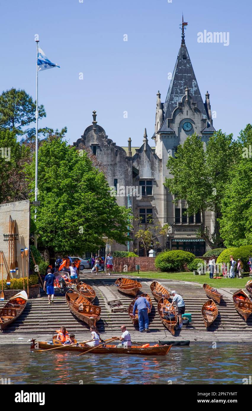 Argentinien, Tigre eine kleine Stadt im Delta-Gebiet 30km nördlich der Hauptstadt verfügt über 8 verschiedene Ruder- oder Bootsklubs. Italienisch, schweizer, deutsch und andere h Stockfoto