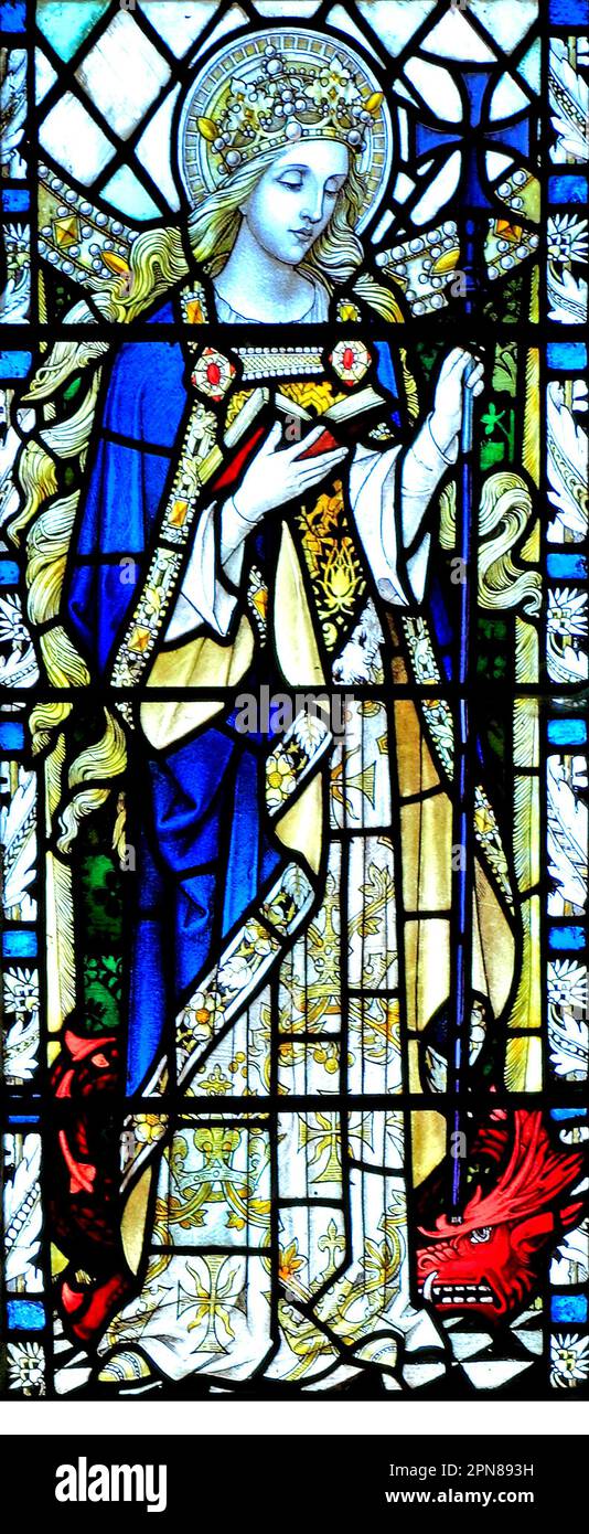 Cley neben dem Meer, Norfolk, St. Margaret von Antioch, Buntglasfenster, von A.A.Orr, 1923, England, UK Stockfoto