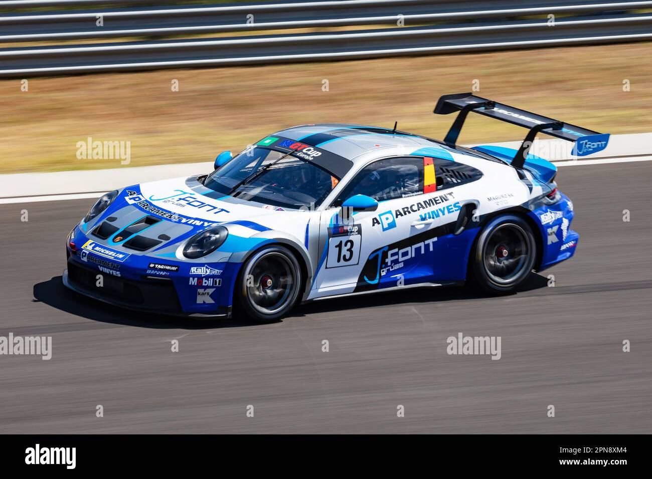 Mogyorod, Ungarn - 9. Juli 2022: Porsche 991 GT3. Motorsport und Rennsport. Sportwagen und Supersportwagen. Action-Fotografie. Stockfoto