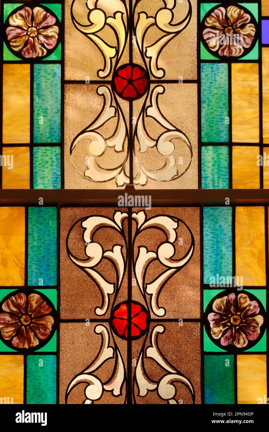 Buntglas. Jüdisches Museum von Florida. Buntglas. Stockfoto