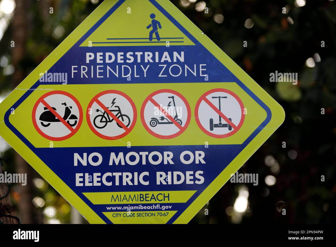 South Miami Beach. Fußgängerzone. Kein Motor oder elektrische Fahrt. Miami, Florida, USA. Stockfoto