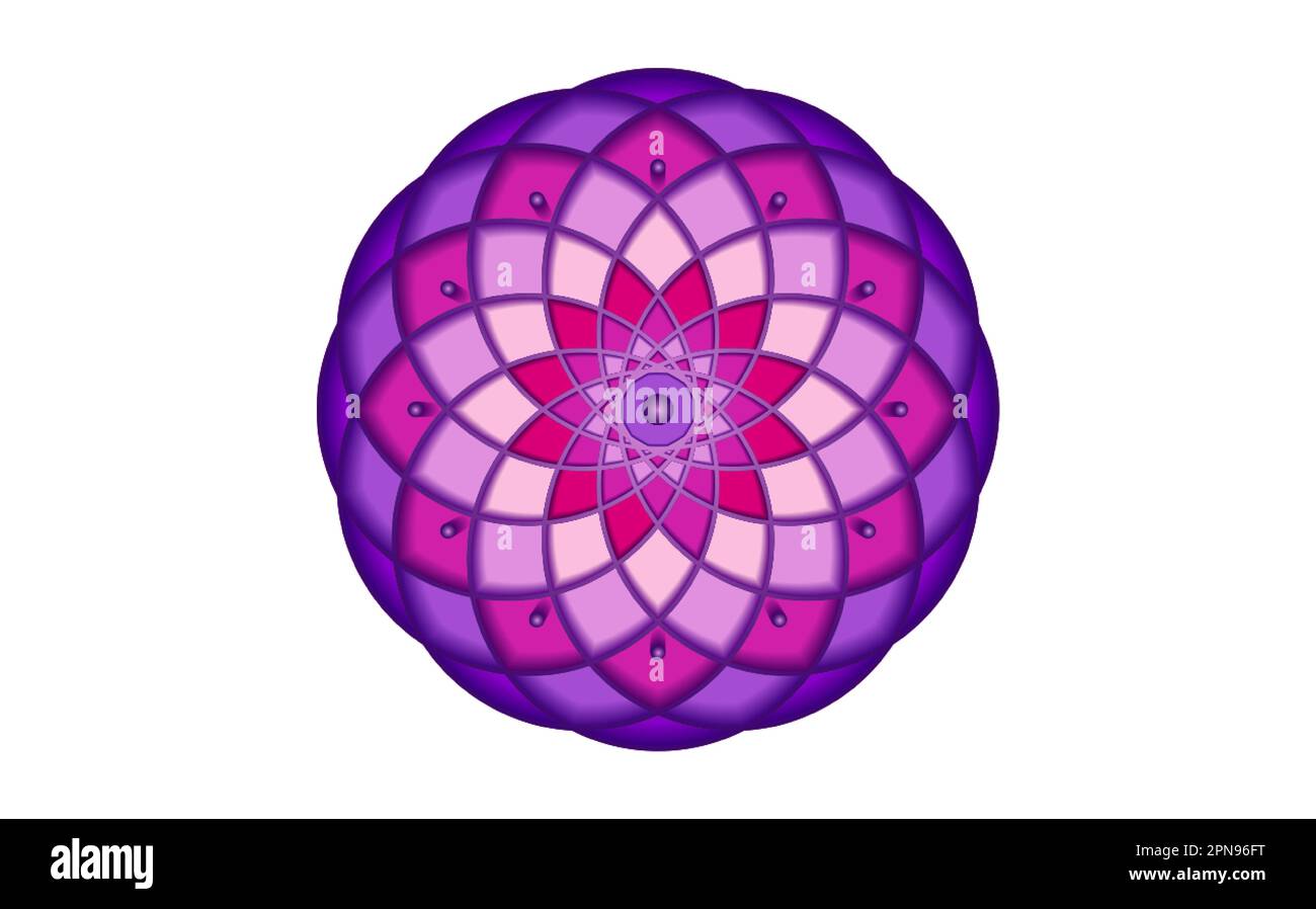Lila Samen des Lebens Symbol Heilige Geometrie. Logo Icon Geometrische mystische Mandala der Alchemie esoterische Blume des Lebens. Vektor göttlicher Lotus meditative Stock Vektor