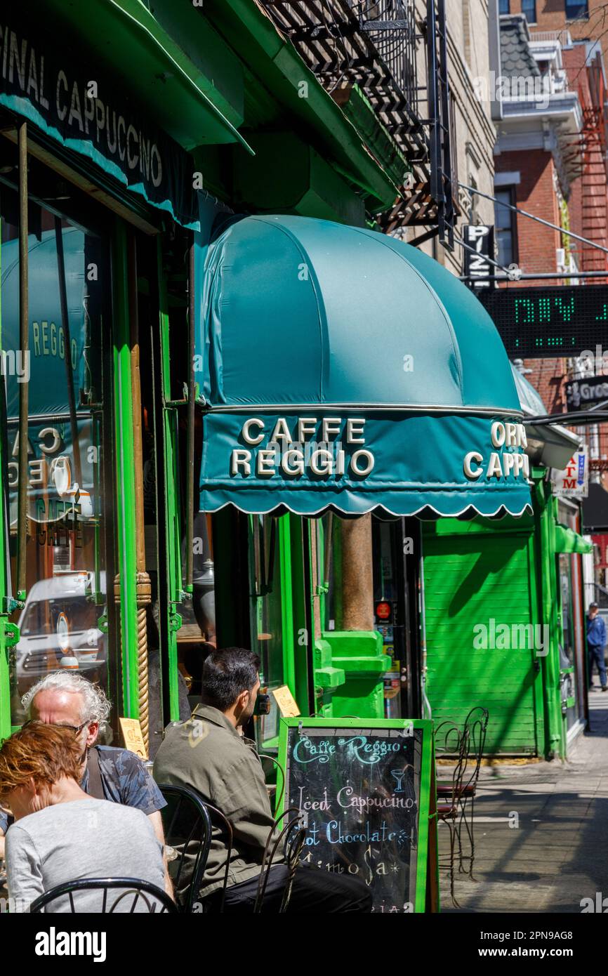Caffe Reggio, MacDougal Street Coffeehouse, Greenwich Village, New York City. Stockfoto