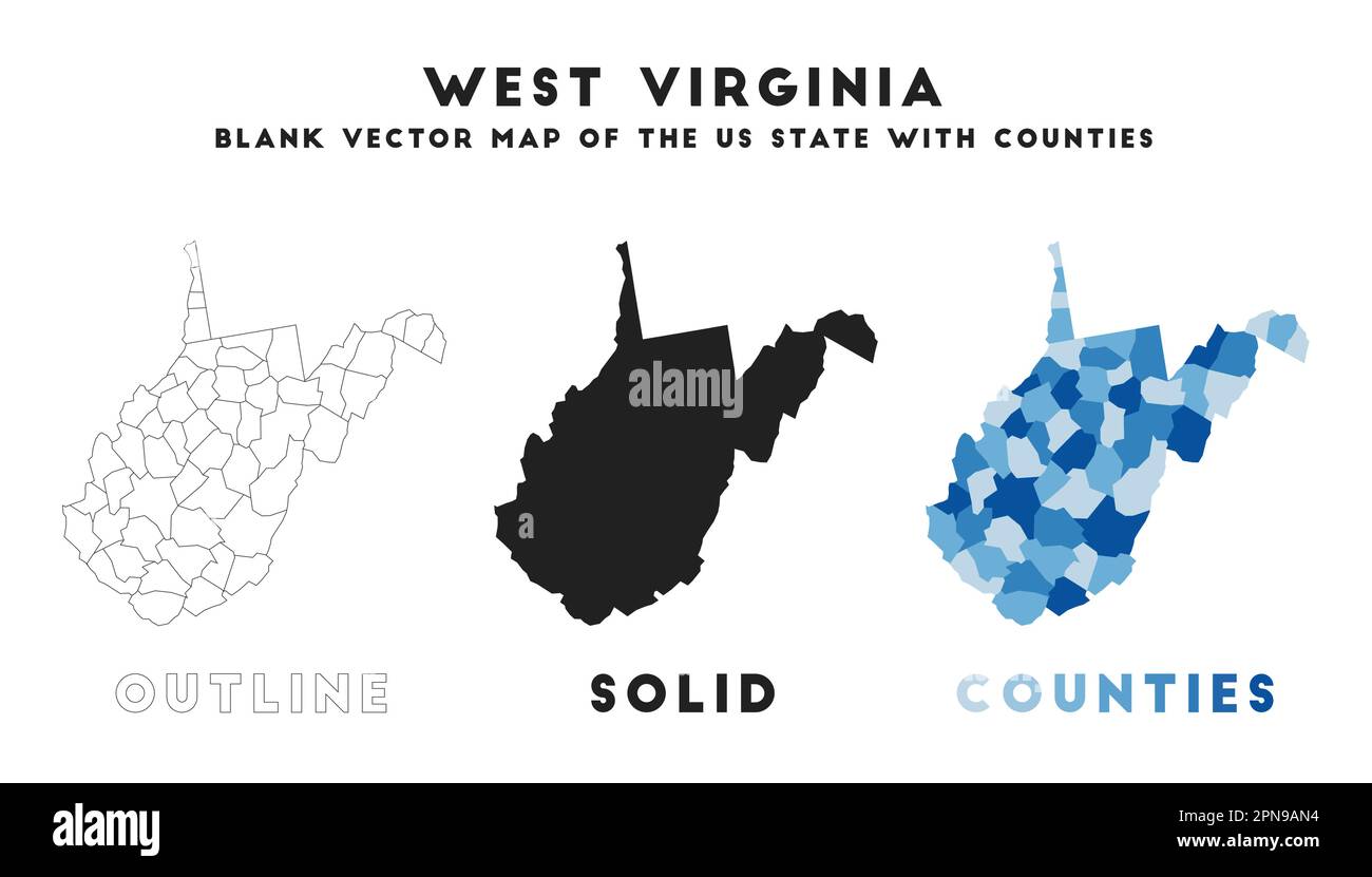 West Virginia Karte. Borders of West Virginia für Ihre Infografik. Vektor uns State Shape. Vektordarstellung. Stock Vektor