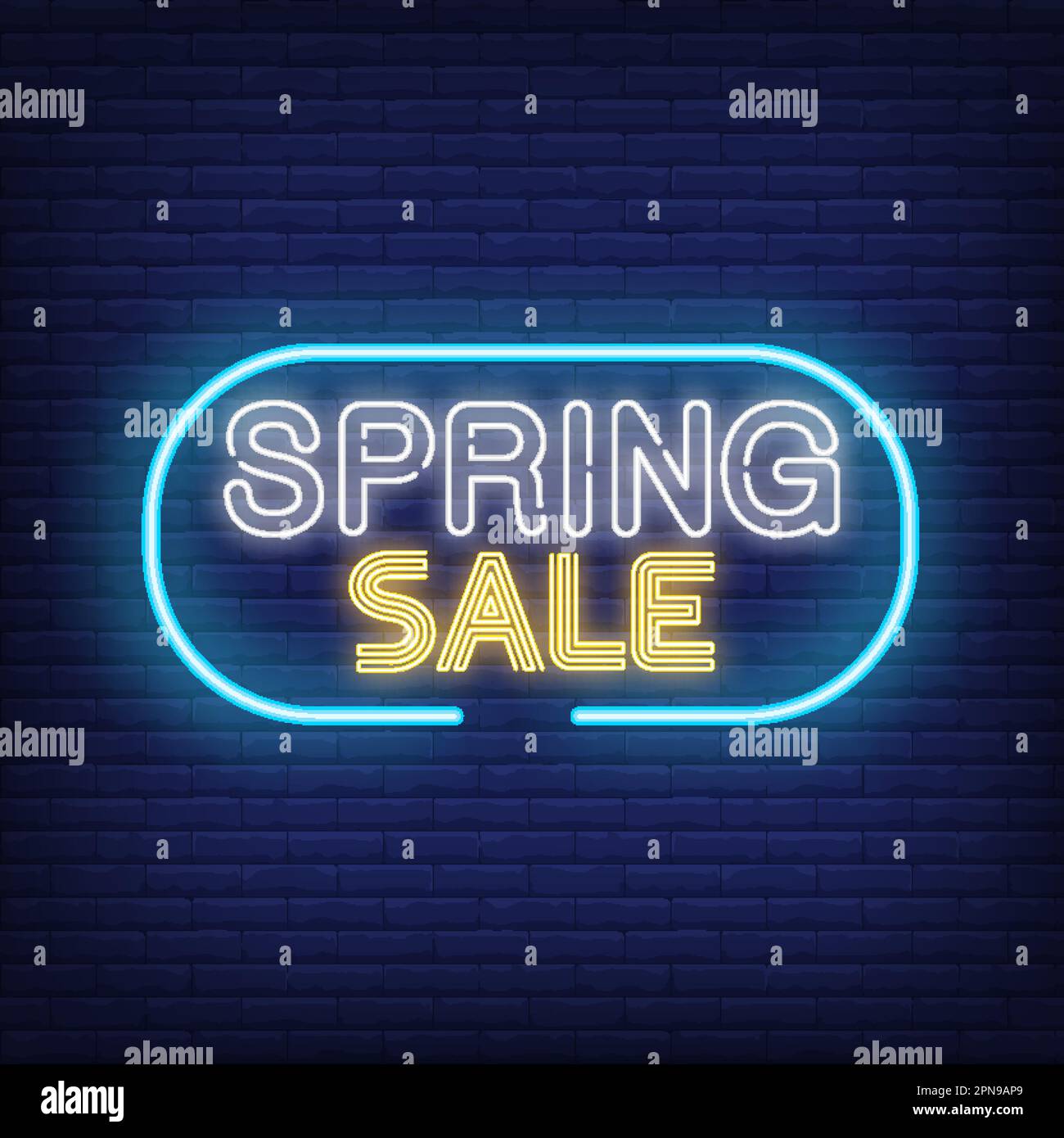 Frühlingsangebot Neontext im Rahmen Stock Vektor