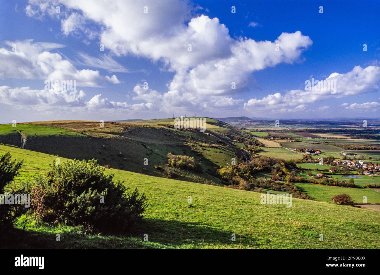 Blick entlang der South Downs von der Devils Dyke in der Nähe von Brighton Sussex Stockfoto